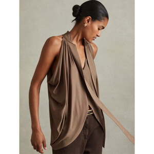 REISS LUISA Draped Tie Neck Top